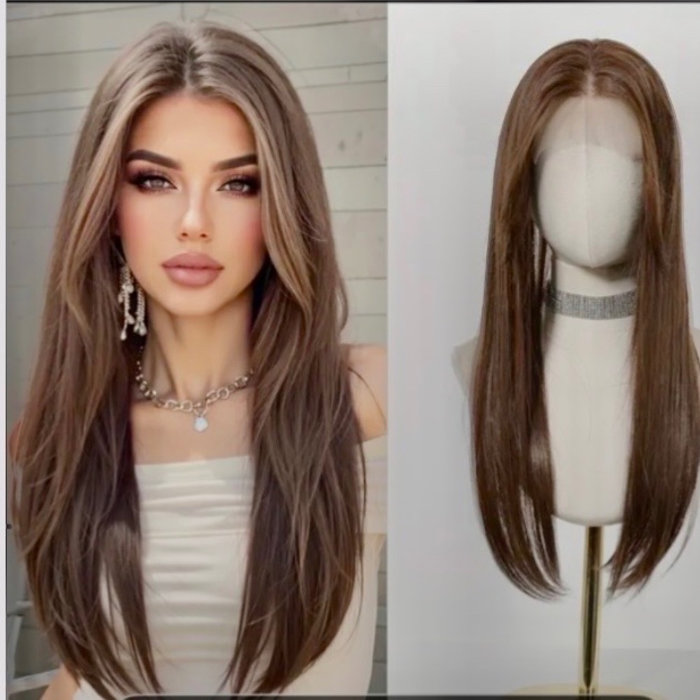 24”,  Luxury Hair Topper with strap.3 Clips.